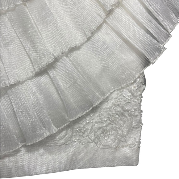 Cinderella Devine Vtg 3D Beaded Tiered Strapless White Wedding Cocktail Dress - Picture 11 of 16